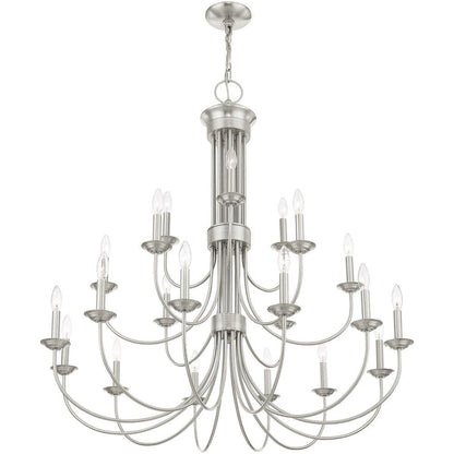 Nickel Multi Light Metal Dimmable Chandelier With Shades HomeRoots