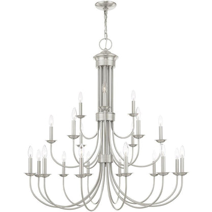 Nickel Multi Light Metal Dimmable Chandelier With Shades HomeRoots