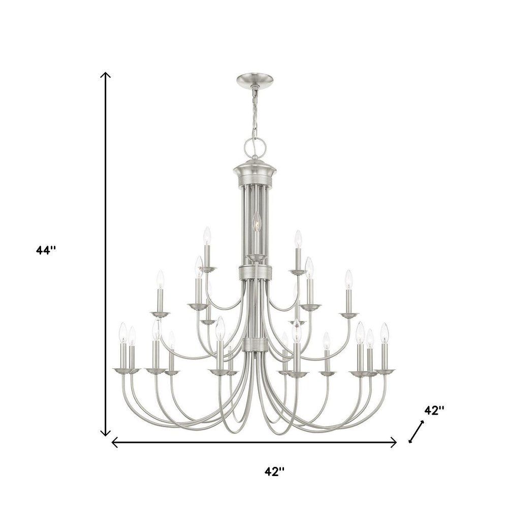Nickel Multi Light Metal Dimmable Chandelier With Shades HomeRoots