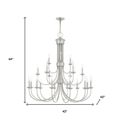 Nickel Multi Light Metal Dimmable Chandelier With Shades HomeRoots