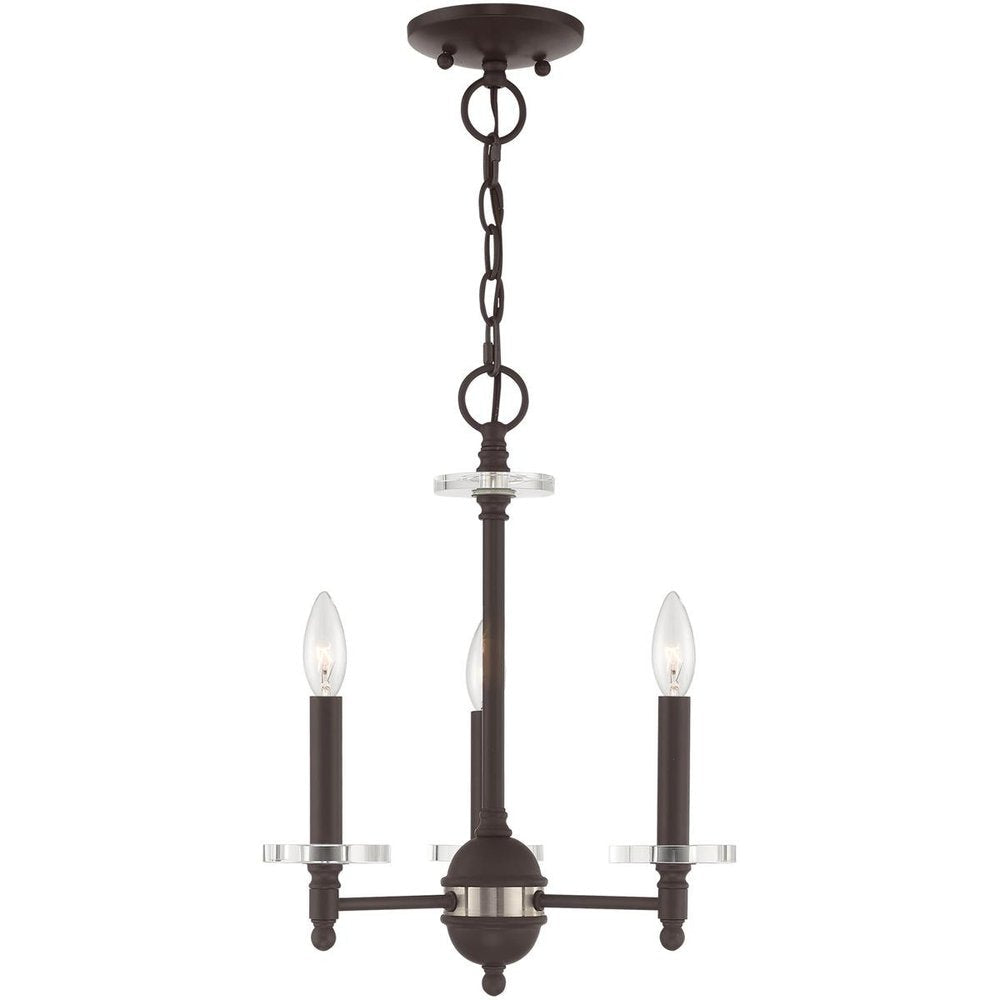 Bronze Three Light Metal Dimmable Chandelier With Shades HomeRoots