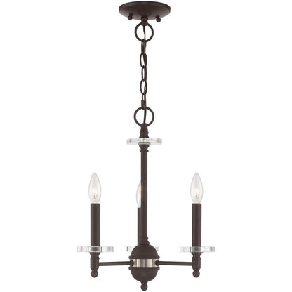 Bronze Three Light Metal Dimmable Chandelier With Shades HomeRoots