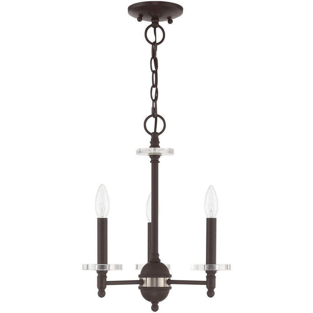 Bronze Three Light Metal Dimmable Chandelier With Shades HomeRoots