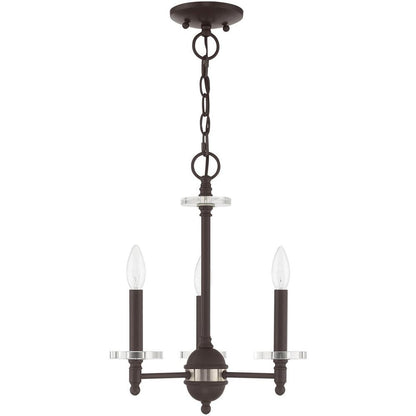 Bronze Three Light Metal Dimmable Chandelier With Shades HomeRoots