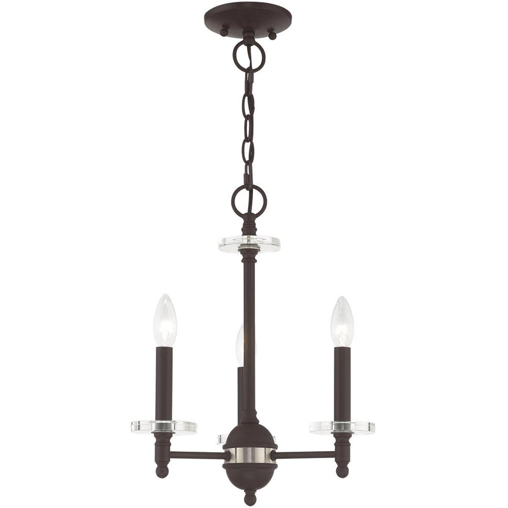 Bronze Three Light Metal Dimmable Chandelier With Shades HomeRoots