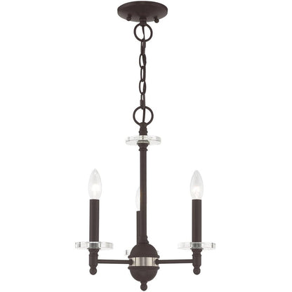 Bronze Three Light Metal Dimmable Chandelier With Shades HomeRoots
