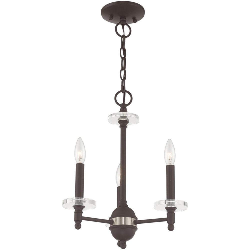 Bronze Three Light Metal Dimmable Chandelier With Shades HomeRoots