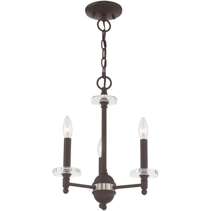 Bronze Three Light Metal Dimmable Chandelier With Shades HomeRoots