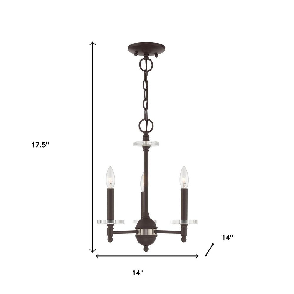 Bronze Three Light Metal Dimmable Chandelier With Shades HomeRoots