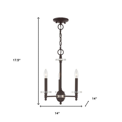 Bronze Three Light Metal Dimmable Chandelier With Shades HomeRoots