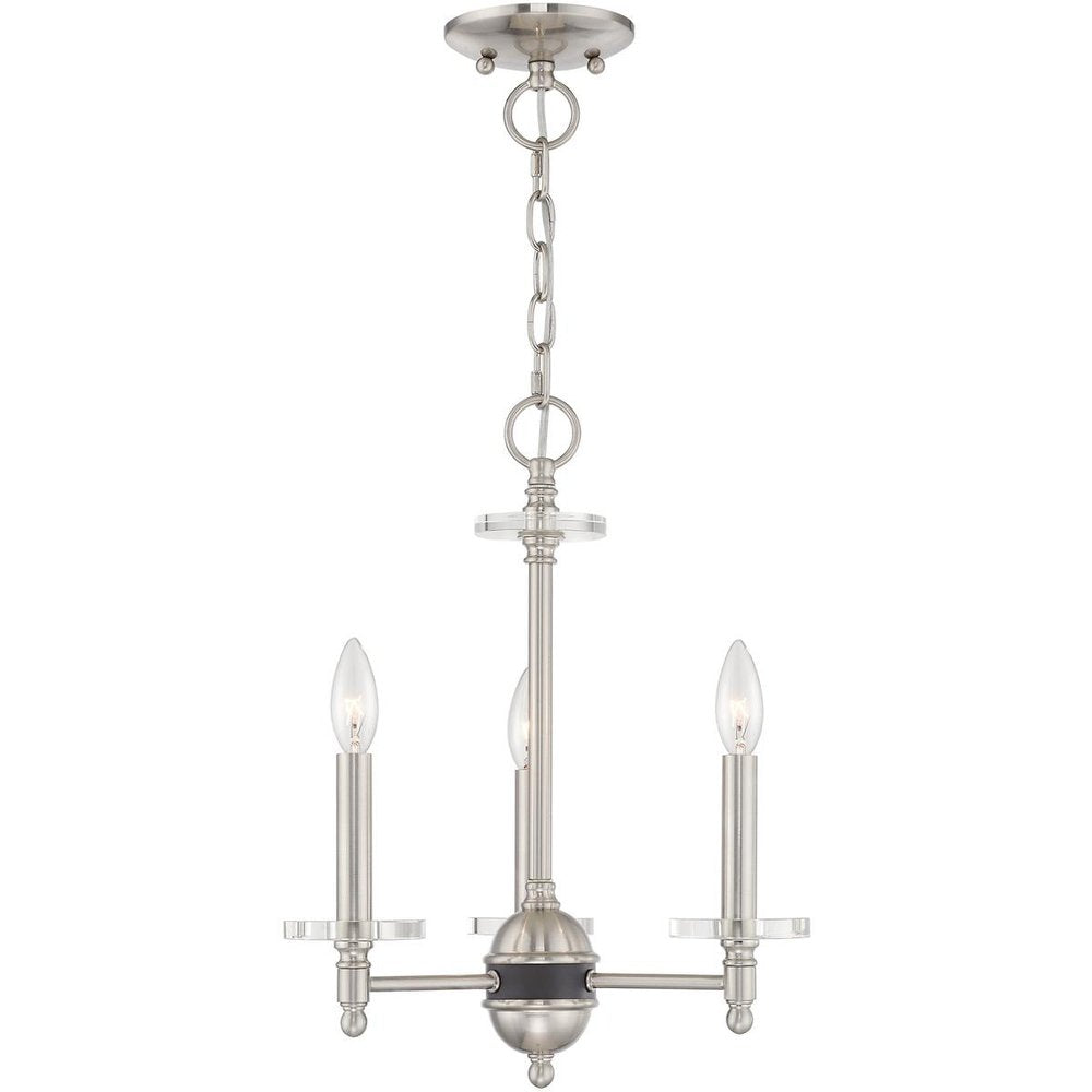 Nickel Three Light Metal Dimmable Chandelier With Shades HomeRoots