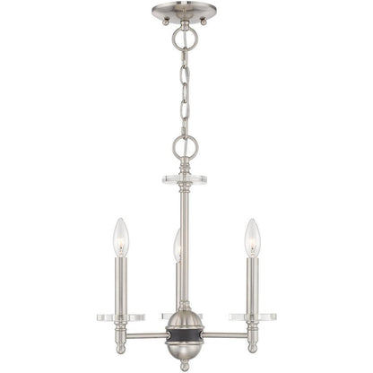 Nickel Three Light Metal Dimmable Chandelier With Shades HomeRoots