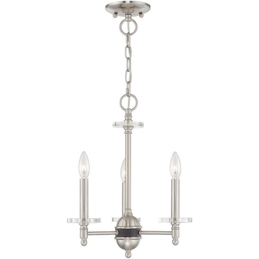 Nickel Three Light Metal Dimmable Chandelier With Shades HomeRoots