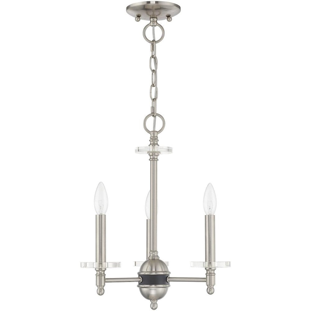 Nickel Three Light Metal Dimmable Chandelier With Shades HomeRoots