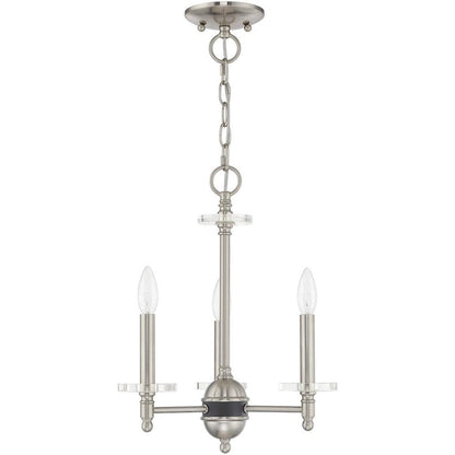 Nickel Three Light Metal Dimmable Chandelier With Shades HomeRoots