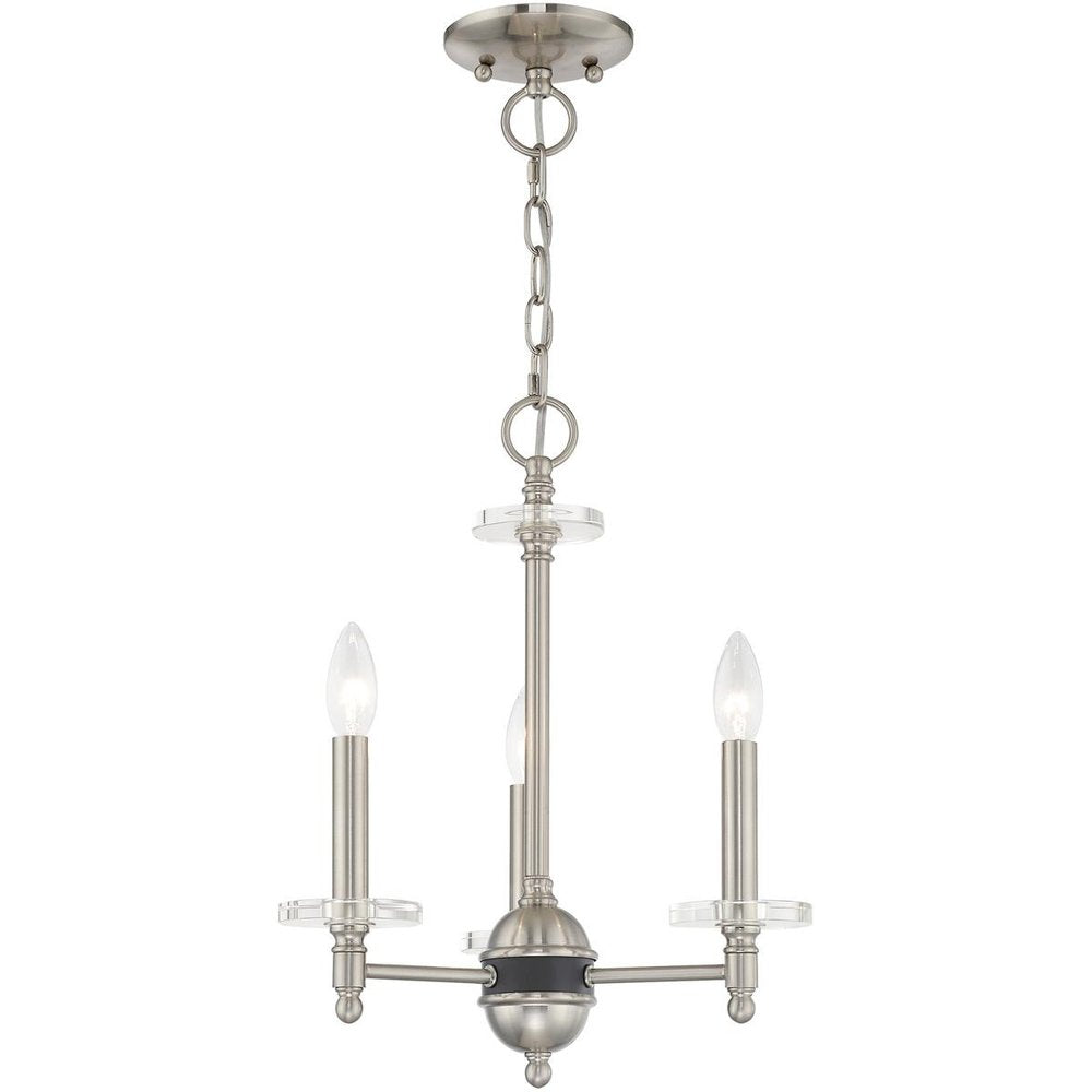 Nickel Three Light Metal Dimmable Chandelier With Shades HomeRoots