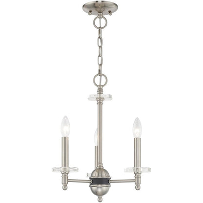 Nickel Three Light Metal Dimmable Chandelier With Shades HomeRoots