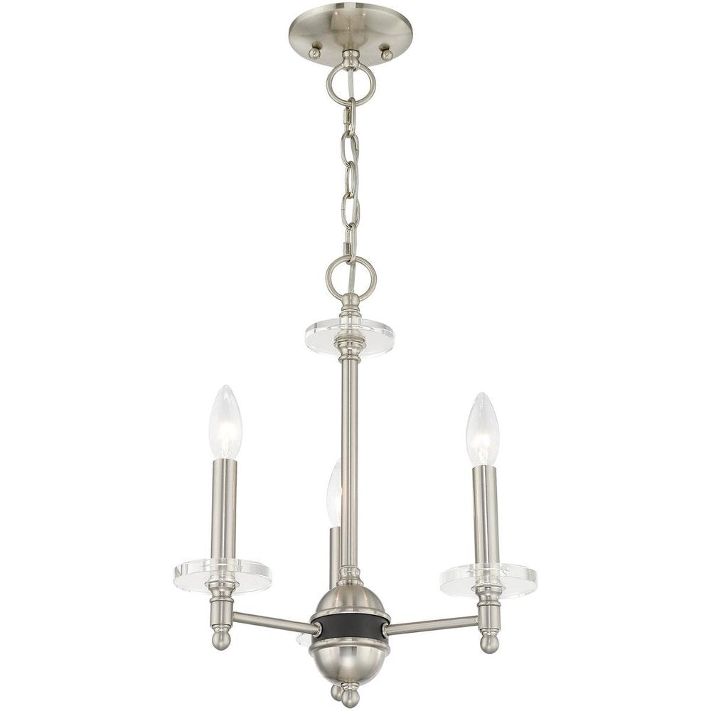 Nickel Three Light Metal Dimmable Chandelier With Shades HomeRoots