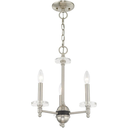 Nickel Three Light Metal Dimmable Chandelier With Shades HomeRoots