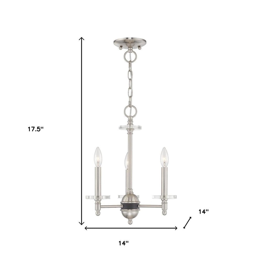 Nickel Three Light Metal Dimmable Chandelier With Shades HomeRoots