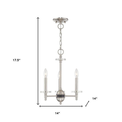 Nickel Three Light Metal Dimmable Chandelier With Shades HomeRoots