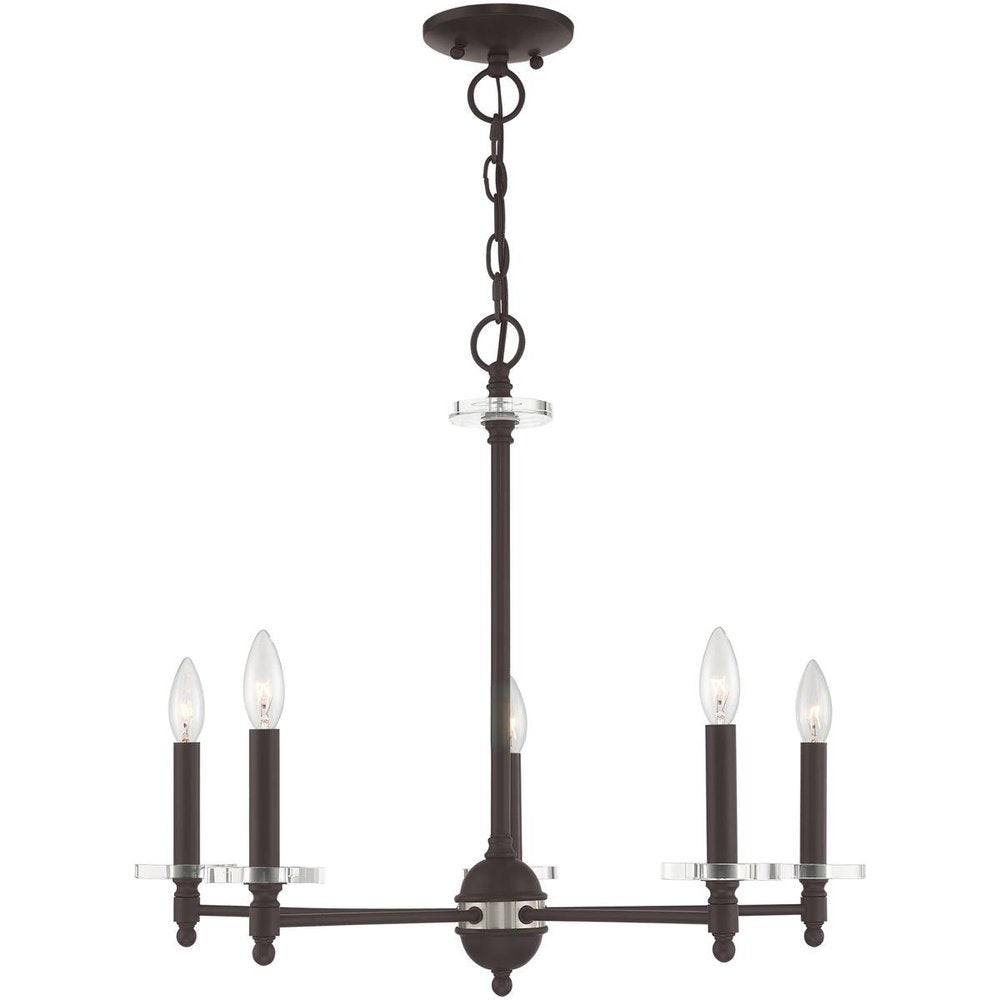 Bronze Five Light Metal Dimmable Chandelier With Shades HomeRoots