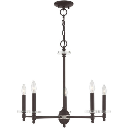 Bronze Five Light Metal Dimmable Chandelier With Shades HomeRoots