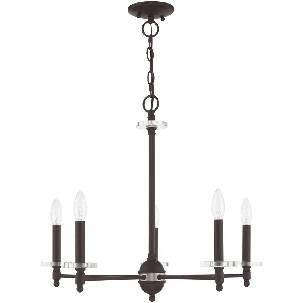 Bronze Five Light Metal Dimmable Chandelier With Shades HomeRoots
