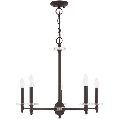 Bronze Five Light Metal Dimmable Chandelier With Shades HomeRoots