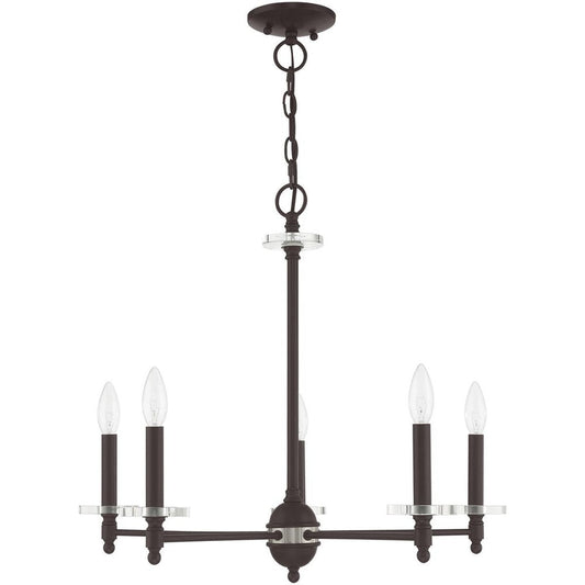 Bronze Five Light Metal Dimmable Chandelier With Shades HomeRoots