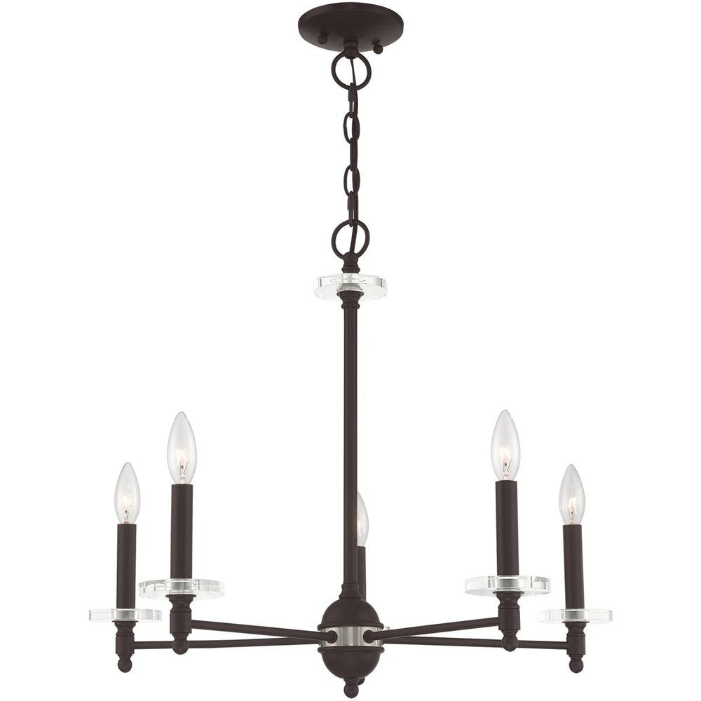 Bronze Five Light Metal Dimmable Chandelier With Shades HomeRoots