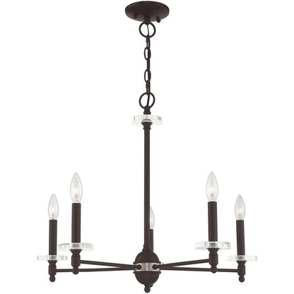 Bronze Five Light Metal Dimmable Chandelier With Shades HomeRoots