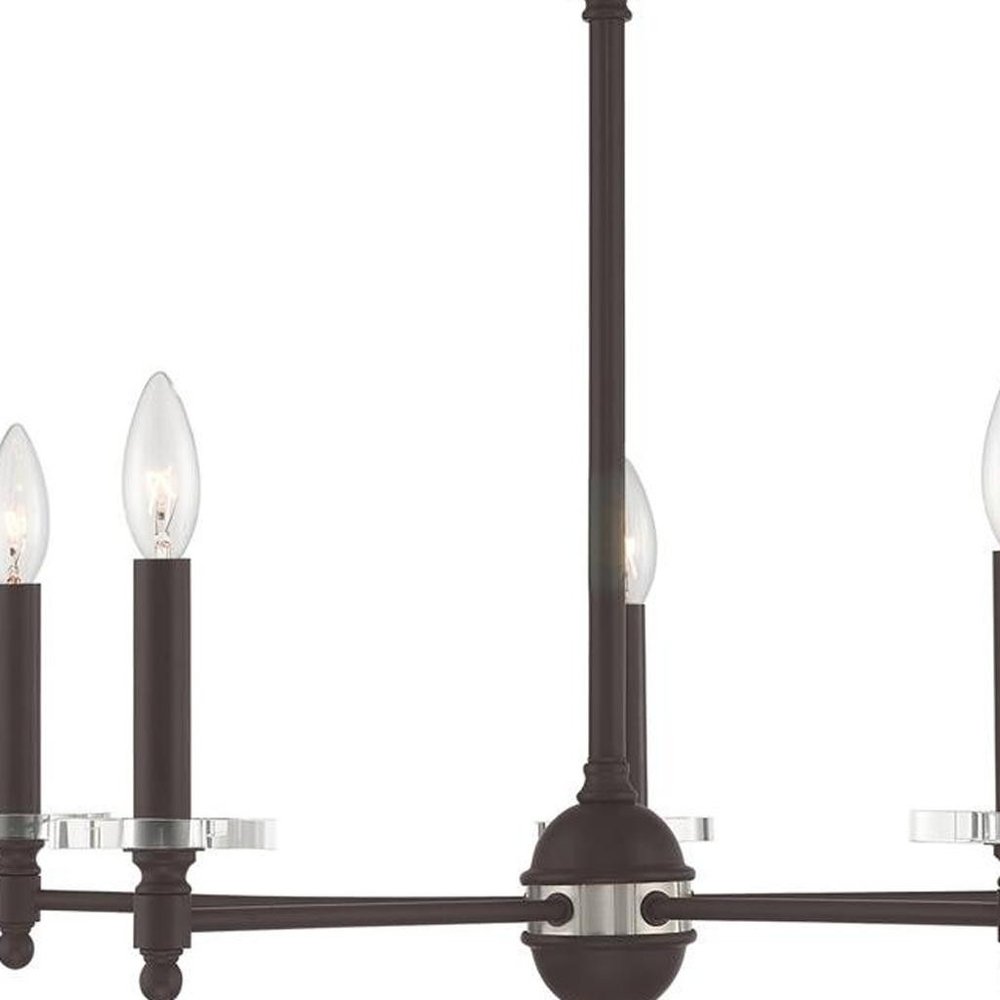 Bronze Five Light Metal Dimmable Chandelier With Shades HomeRoots