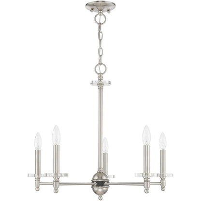Nickel Five Light Metal Dimmable Chandelier With Shades HomeRoots