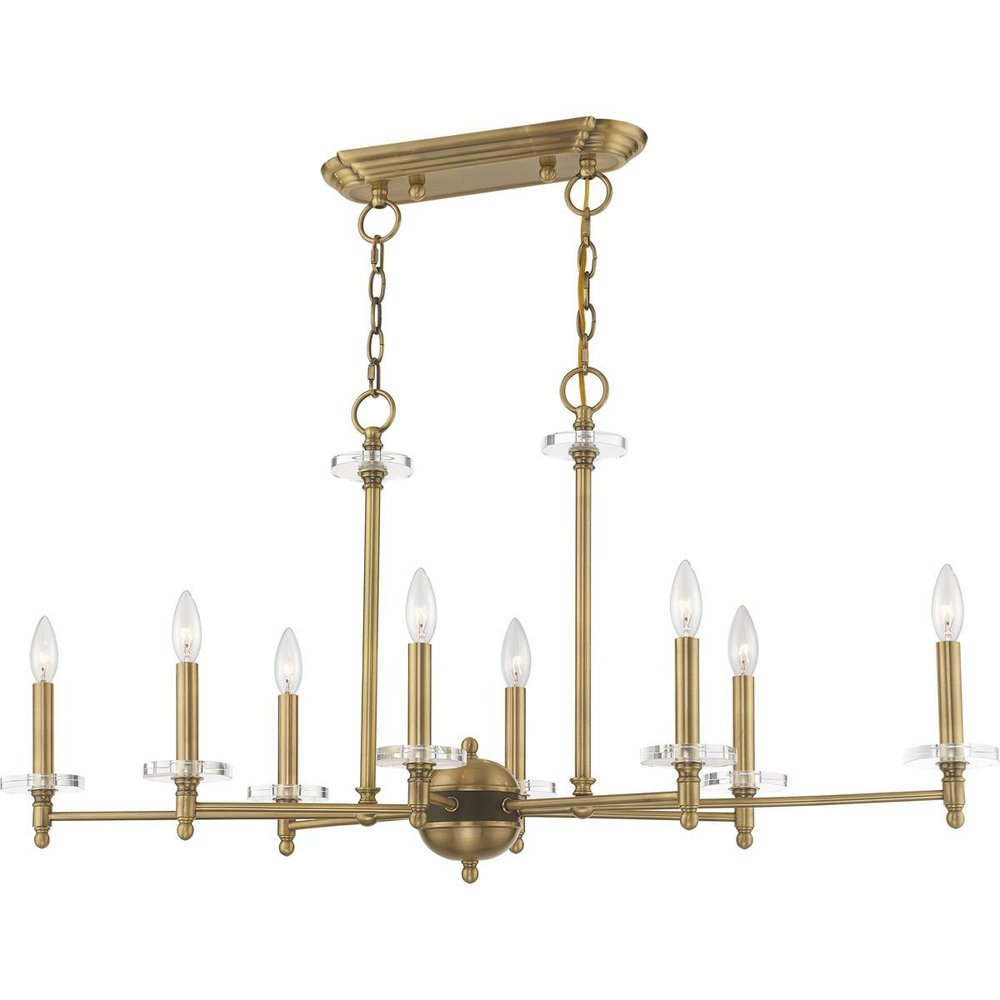 Antiqued Brass Eight Light Metal Dimmable Chandelier With Shades HomeRoots