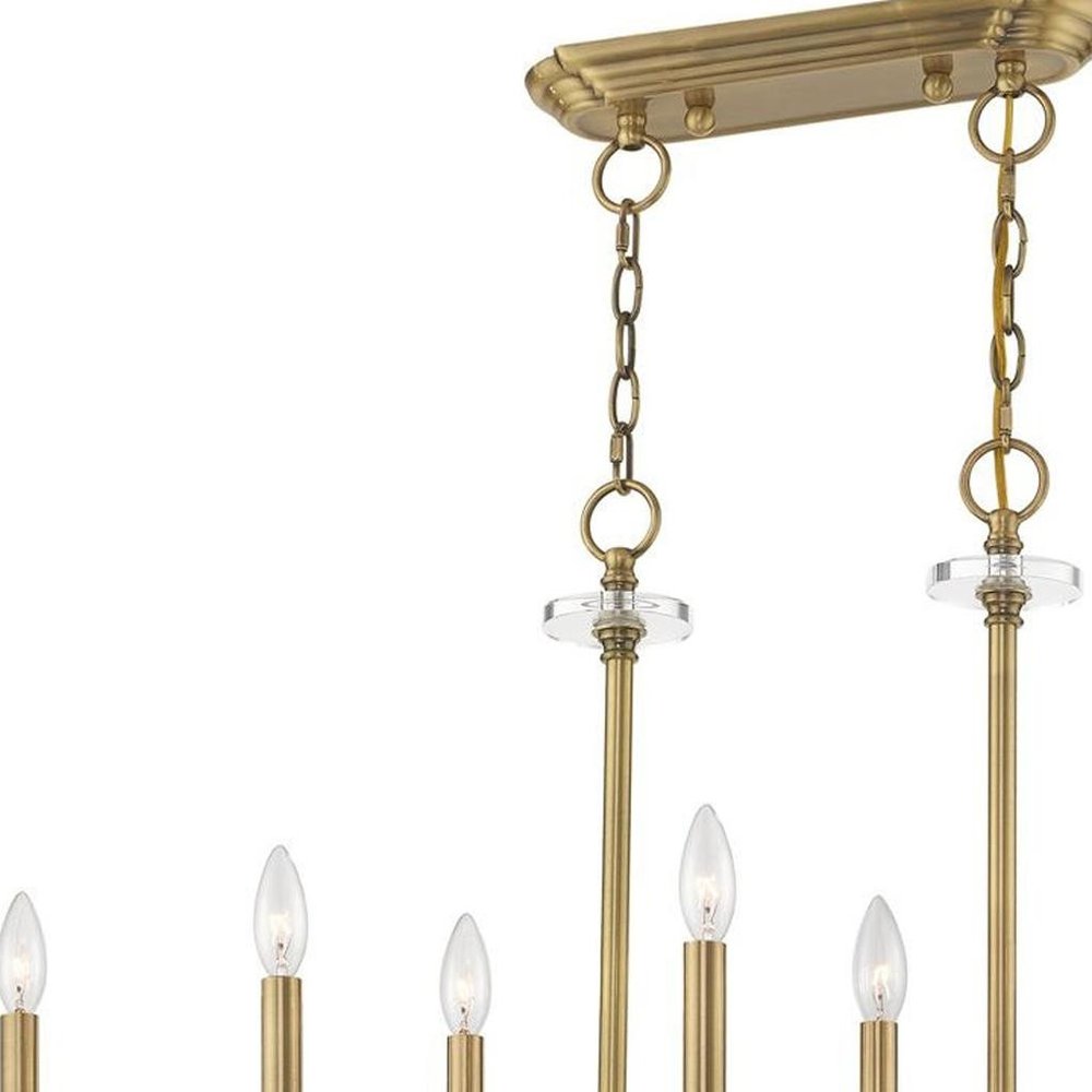 Antiqued Brass Eight Light Metal Dimmable Chandelier With Shades HomeRoots