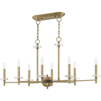 Antiqued Brass Eight Light Metal Dimmable Chandelier With Shades HomeRoots