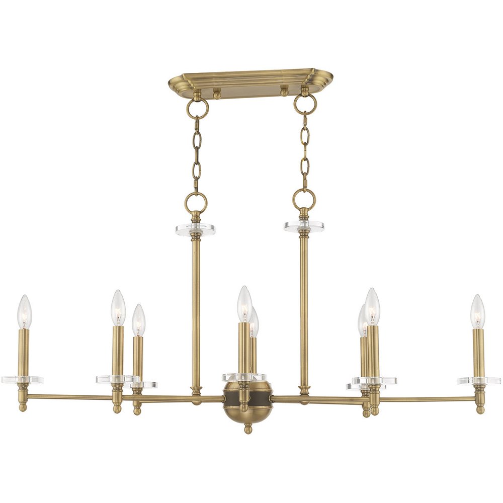 Antiqued Brass Eight Light Metal Dimmable Chandelier With Shades HomeRoots