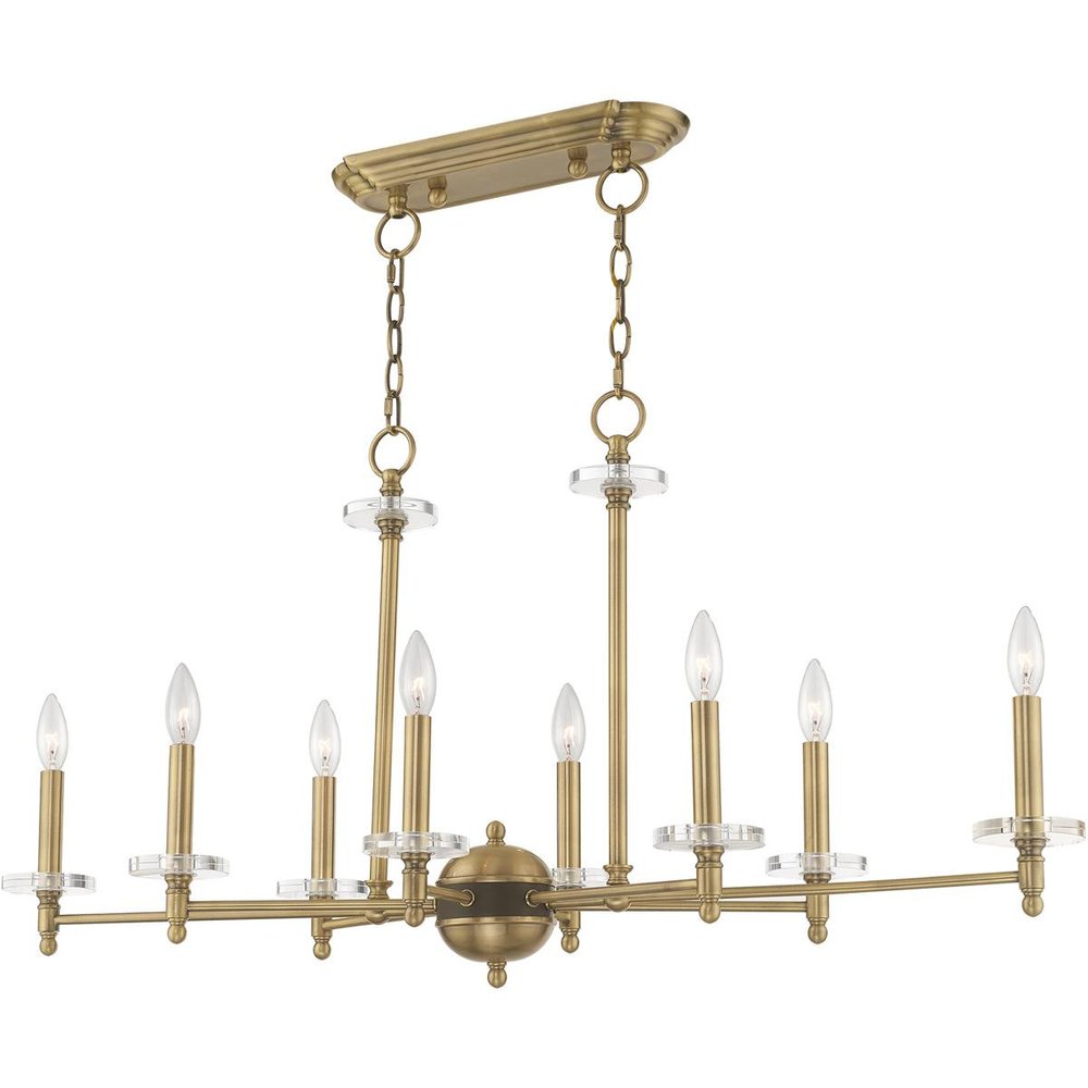 Antiqued Brass Eight Light Metal Dimmable Chandelier With Shades HomeRoots