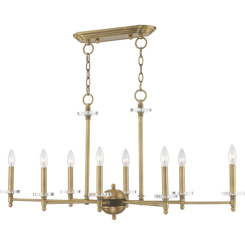 Antiqued Brass Eight Light Metal Dimmable Chandelier With Shades HomeRoots