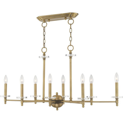 Antiqued Brass Eight Light Metal Dimmable Chandelier With Shades HomeRoots