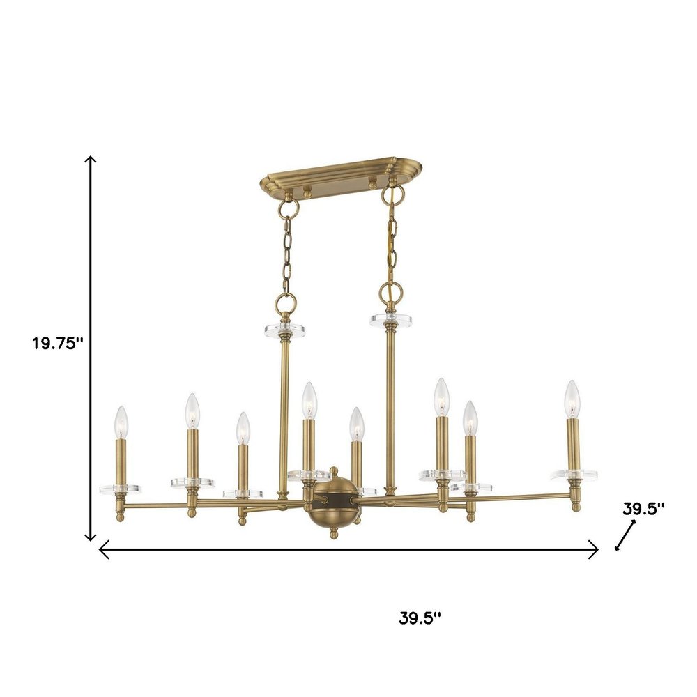Antiqued Brass Eight Light Metal Dimmable Chandelier With Shades HomeRoots