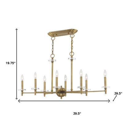 Antiqued Brass Eight Light Metal Dimmable Chandelier With Shades HomeRoots