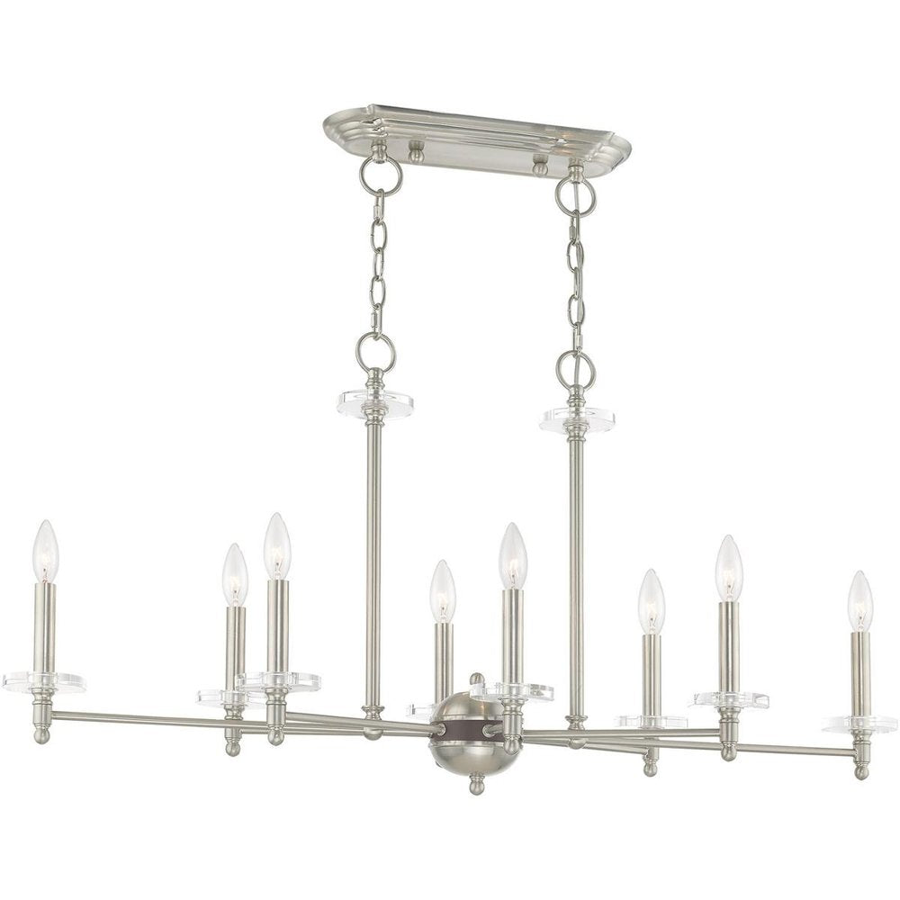 Nickel Eight Light Metal Dimmable Chandelier With Shades HomeRoots