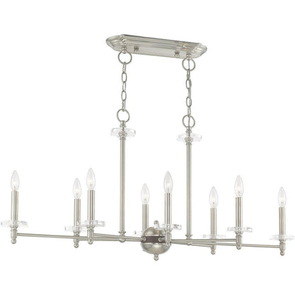 Nickel Eight Light Metal Dimmable Chandelier With Shades HomeRoots
