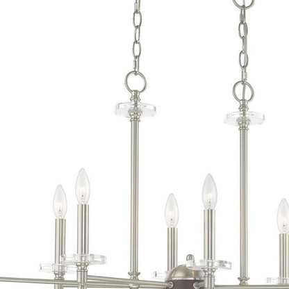 Nickel Eight Light Metal Dimmable Chandelier With Shades HomeRoots