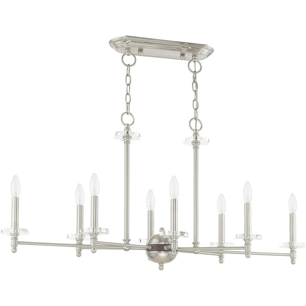 Nickel Eight Light Metal Dimmable Chandelier With Shades HomeRoots