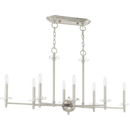 Nickel Eight Light Metal Dimmable Chandelier With Shades HomeRoots