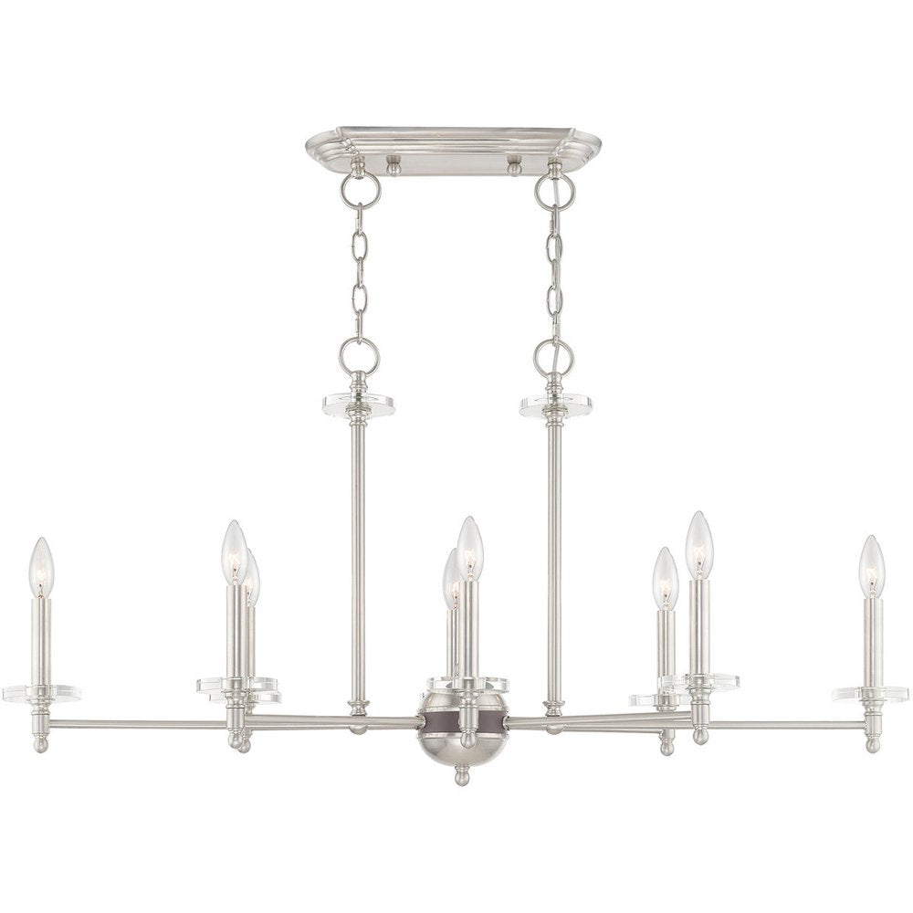 Nickel Eight Light Metal Dimmable Chandelier With Shades HomeRoots