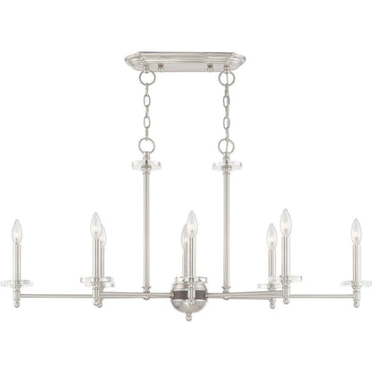 Nickel Eight Light Metal Dimmable Chandelier With Shades HomeRoots